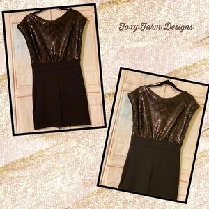 NWT H&M BRN/BLK SEQUIN TOP DRESS 10
